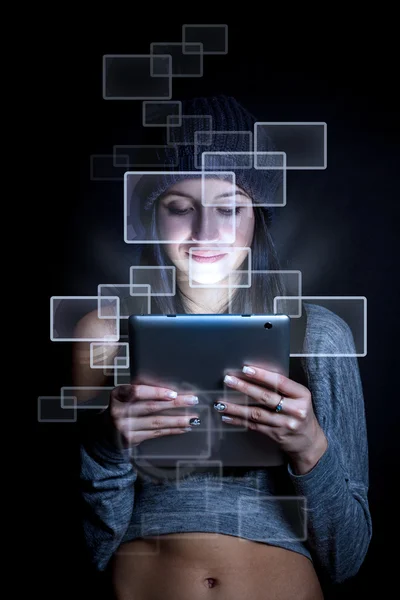 Woman with digital tablet — Stock Photo, Image