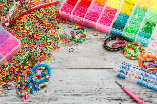 Colorful elastic loom bands — Stock Photo, Image