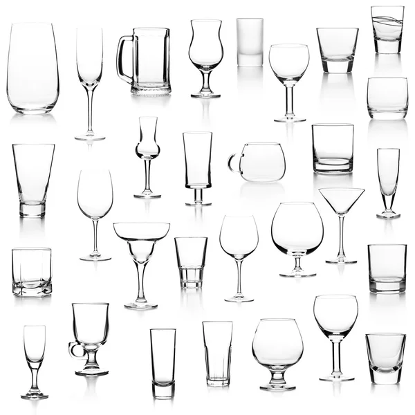 Verschillende lege glazen — Stockfoto