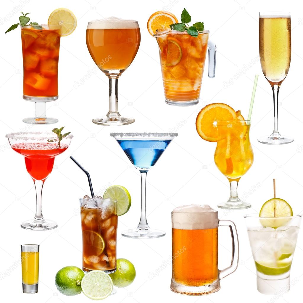 Set of different drinks
