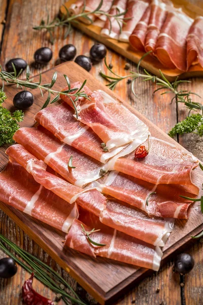 Sliced prosciutto — Stock Photo, Image