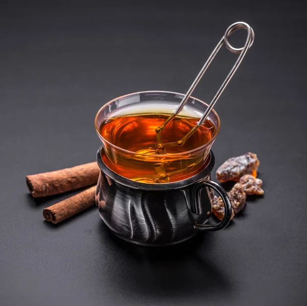 Cam bardak çay — Stok fotoğraf