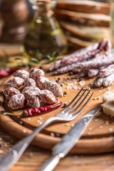 Various types of salami — Stock Photo, Image