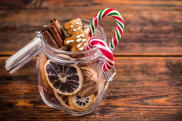 Christmas goods in jar — Stock Photo, Image