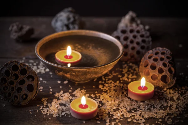 Spa concept with floating candle — Stock Photo, Image