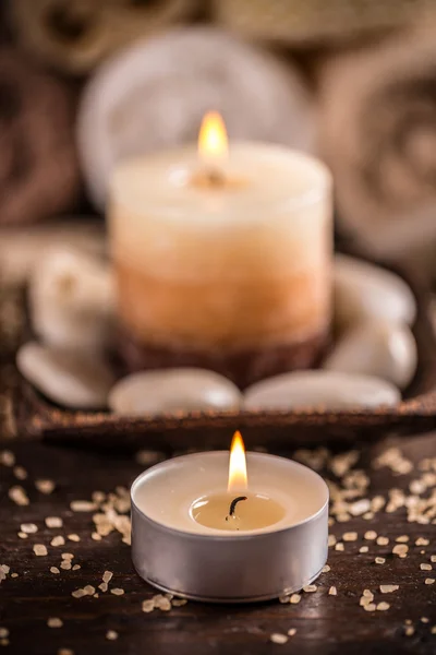 Close up of burning candle — Stock Photo, Image