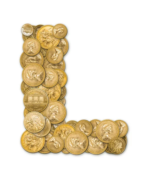 Carta hecha de monedas de oro — Foto de Stock
