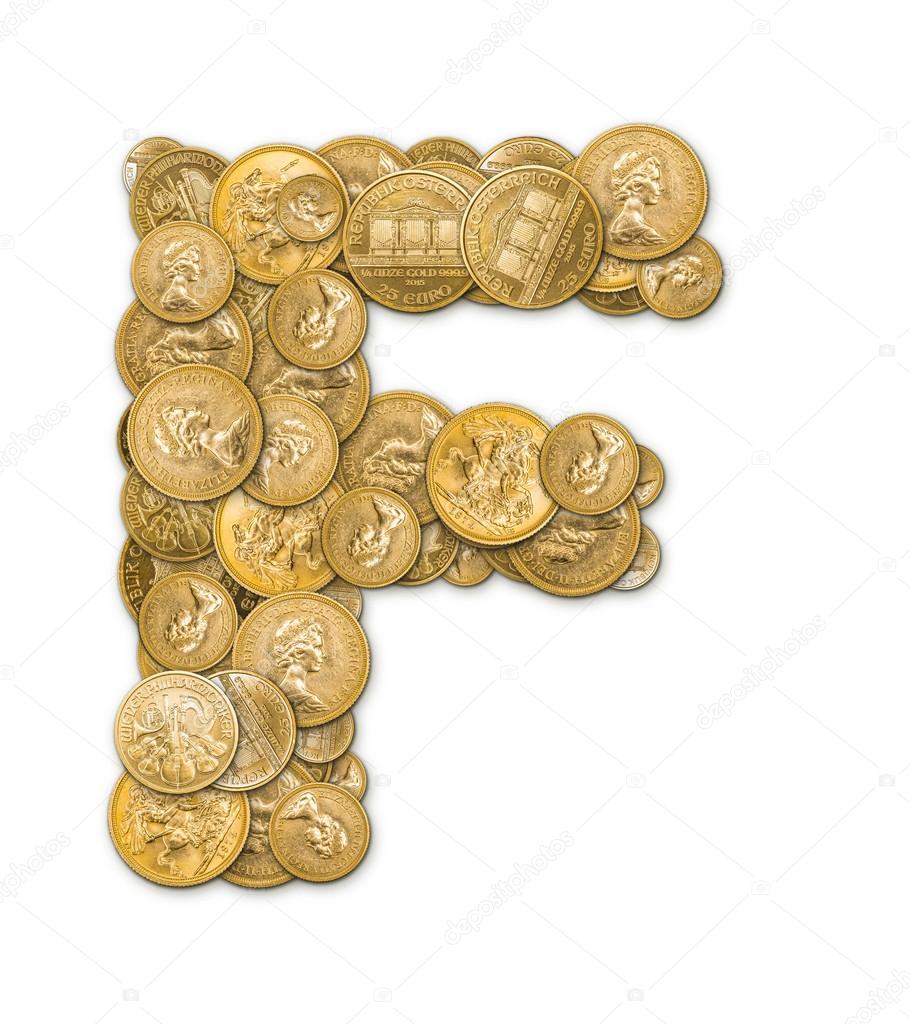 Letter made from gold coins