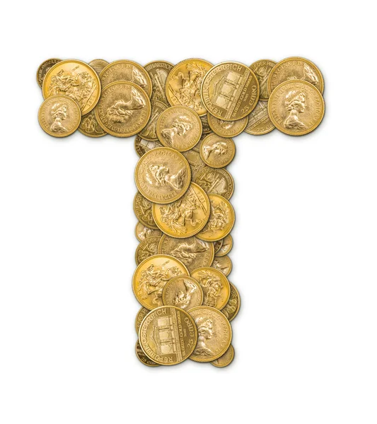 Litery wykonane z złote monety — Zdjęcie stockowe