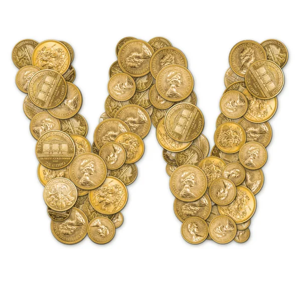 Brief gemaakt van gouden munten — Stockfoto