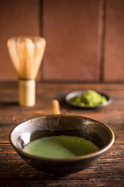 Matcha tea in bowl — Stock Photo, Image