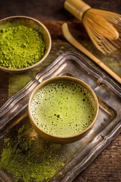 Chá de Matcha na tigela — Fotografia de Stock