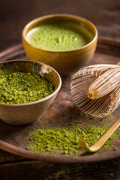 Pó de chá matcha — Fotografia de Stock