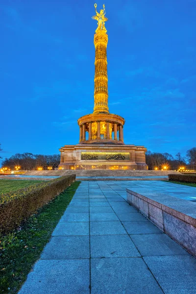 Słynna Kolumna Zwycięstwa Tiergarten Berlin Niemcy Zmierzchu — Zdjęcie stockowe