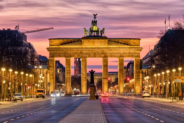 Célèbre Porte Brandebourg Berlin Avant Lever Soleil — Photo