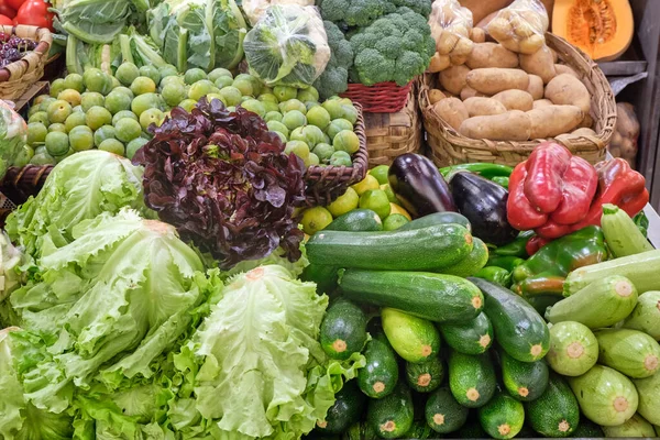 Fresh Salad Vegetables Sale Market — Stock Photo, Image