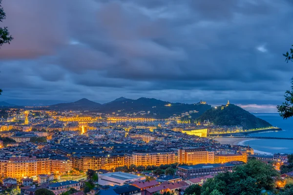 San Sebastian Nel Nord Della Spagna Notte — Foto Stock