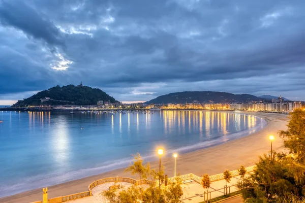 View Concha Beach San Sebastian Spain Dawn — Stock Photo, Image