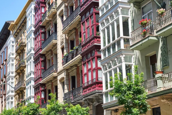 Einige Klassische Häuserfassaden Der Altstadt Von Bilbao Spanien — Stockfoto