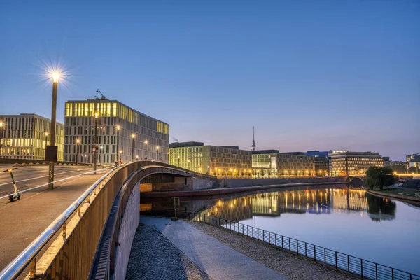 Dawn River Spree Berlin Television Tower Back — Stock Photo, Image