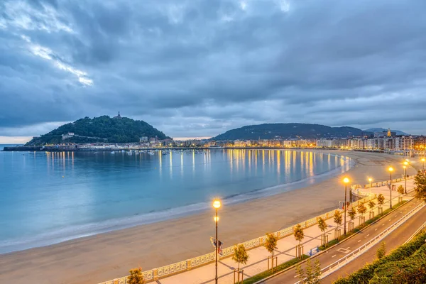 Vue Plage Concha San Sebastian Espagne Avant Lever Soleil — Photo