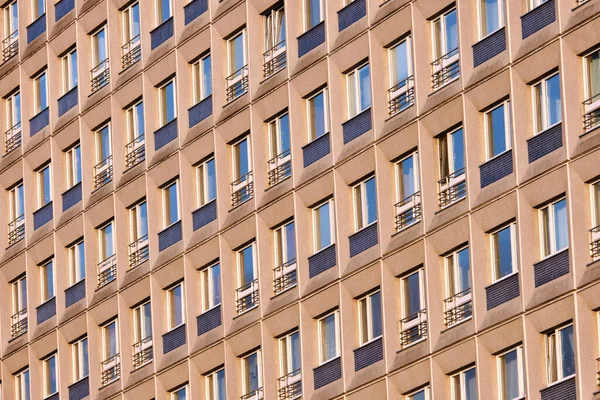 Fachada Típico Prédio Apartamentos Pré Moldados Antiga Parte Leste Berlim — Fotografia de Stock