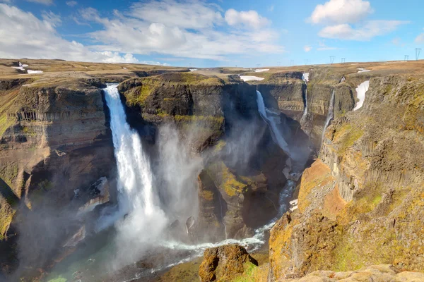 Haifoss e Grannifoss em Islândia — Fotografia de Stock