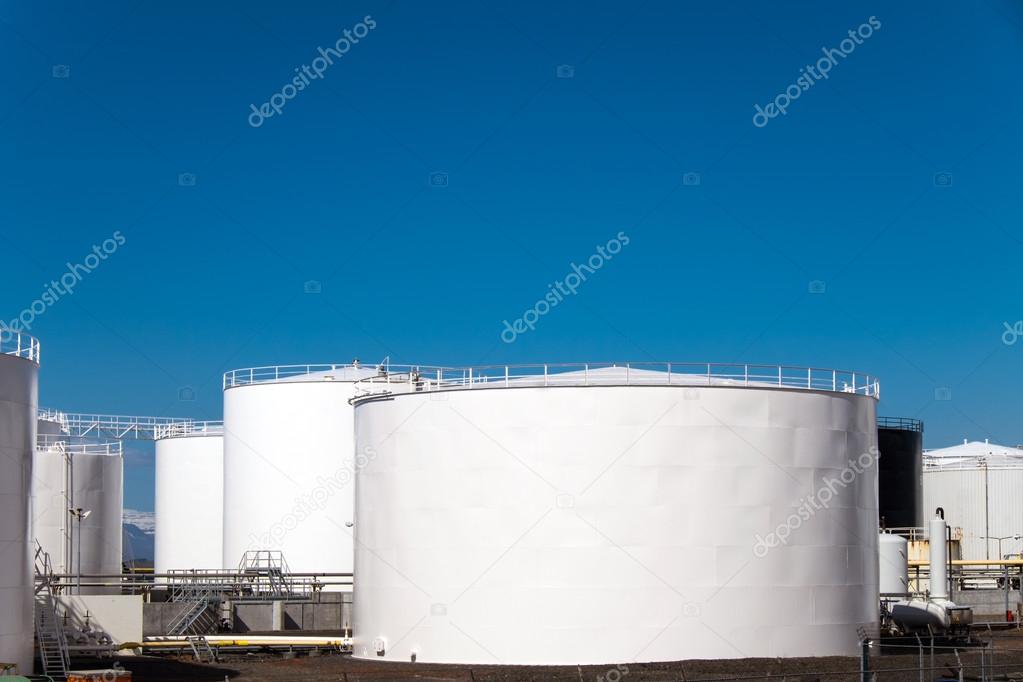 White storage tanks