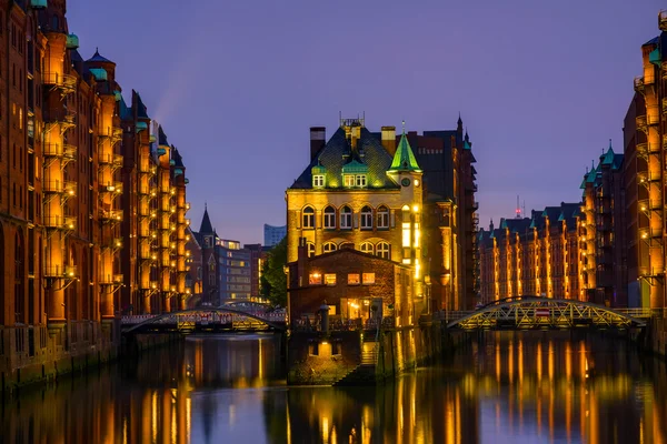 A történelmi Speicherstadt, Hamburg — Stock Fotó