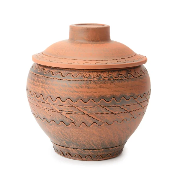 Clay pot isolated on white — Stock Photo, Image