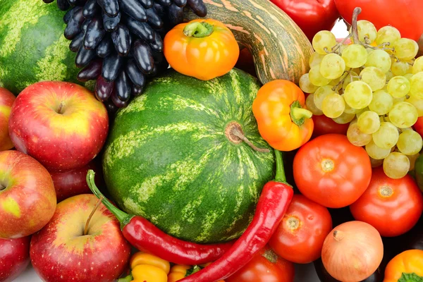 Collection fruits et légumes fond — Photo