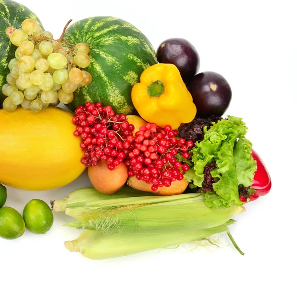 Gyűjtése gyümölcs és zöldség, fehér — Stock Fotó