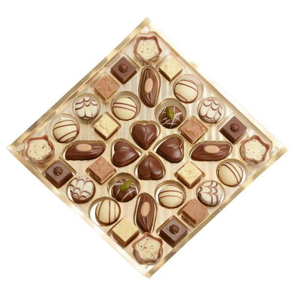 Variety of chocolates in box — Stock Photo, Image