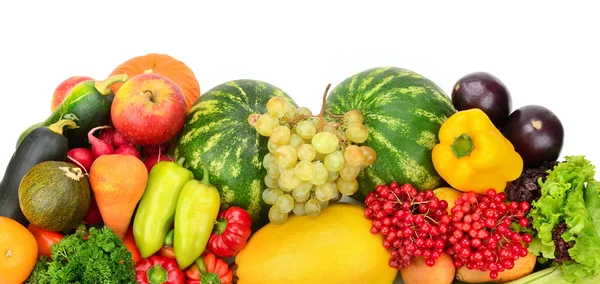 Коллекция фруктов и овощей на белом — стоковое фото
