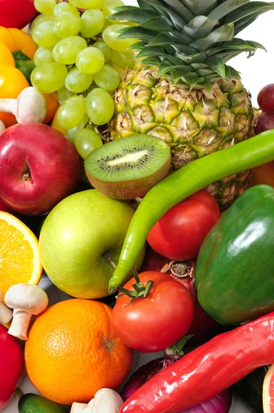 Fruits and vegetables isolated on a white — Stock Photo, Image