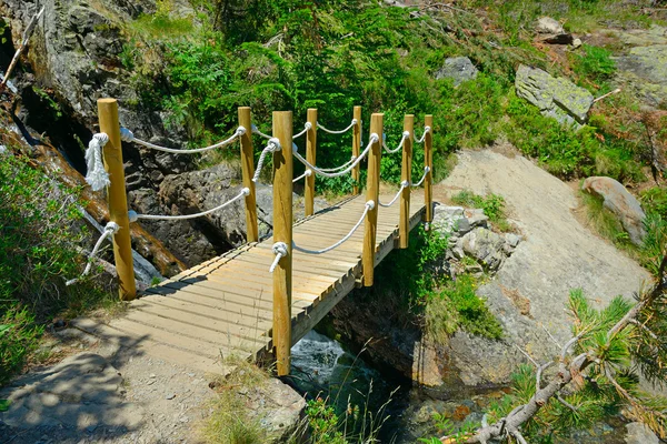 Ponte di legno in montagna — Foto Stock