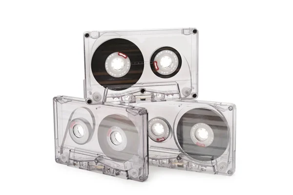 Set Audiocassettes Geïsoleerd Witte Achtergrond — Stockfoto