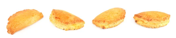 Conjunto Empanada Queso Cottage Desde Diferentes Ángulos Aislados Sobre Fondo — Foto de Stock