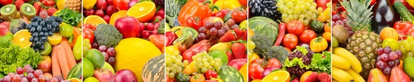 Ευρεία Πανοραμική Φόντο Υγιή Φρέσκα Λαχανικά Φρούτα Και Μούρα — Φωτογραφία Αρχείου