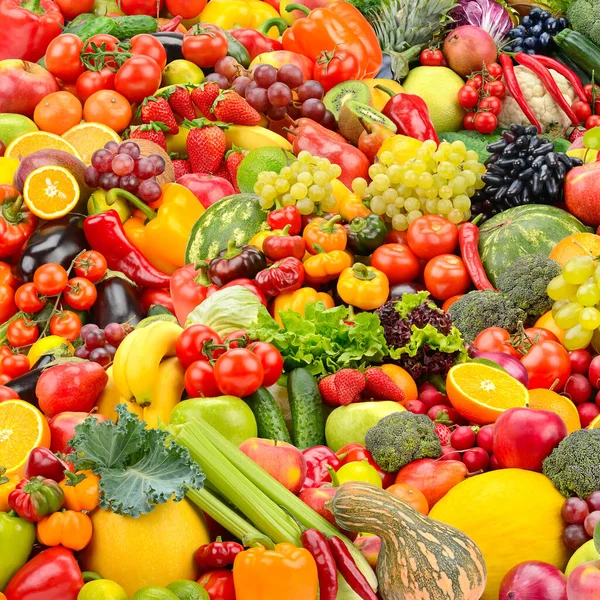 Fundo Para Pano Fundo Frutas Legumes Saudáveis Tamanho Grande — Fotografia de Stock