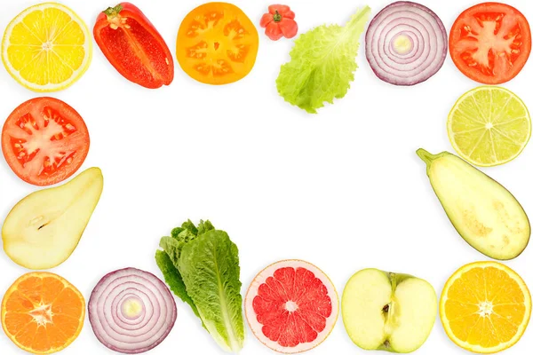배경에 분리되어 야채와 과일을 골조의 — 스톡 사진