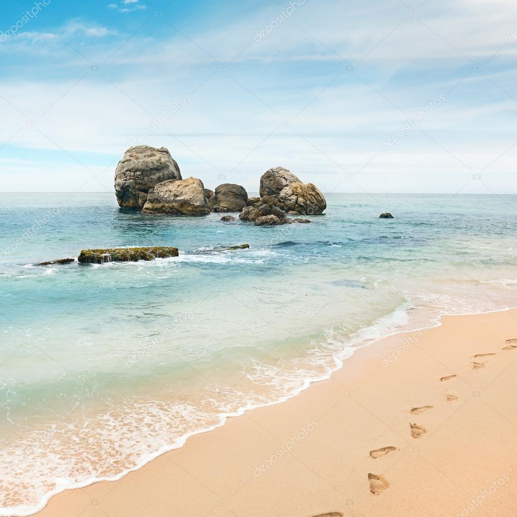 large rock in the ocean