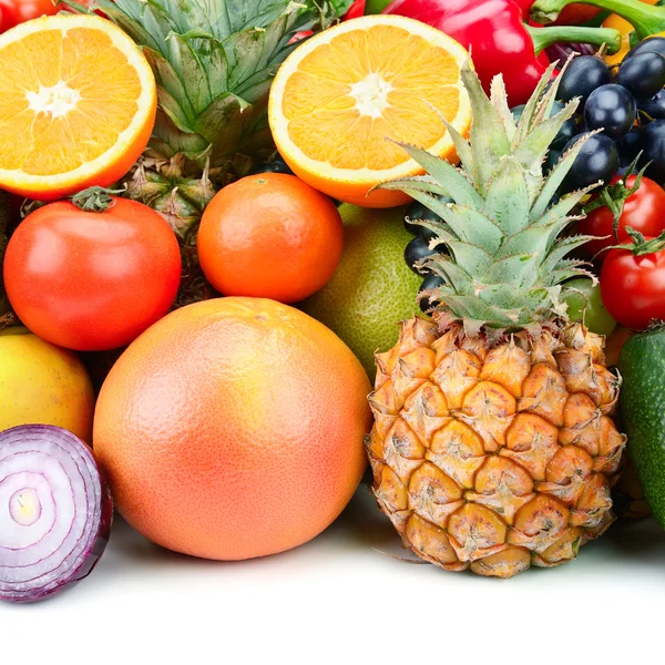 Set fruits et légumes fond — Photo