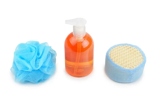Shampoo and sponge — Stock Photo, Image