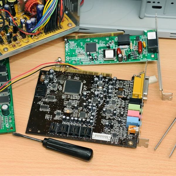 Disassembled computer on a desk — Stock Photo, Image