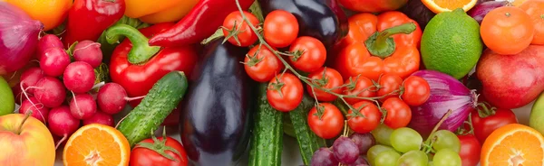 Čerstvé ovoce a zelenina pozadí — Stock fotografie
