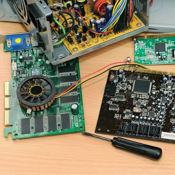 Disassembled computer on a desk — Stock Photo, Image