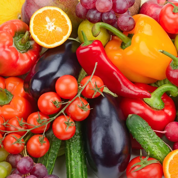 Frisches Obst und Gemüse Hintergrund — Stockfoto