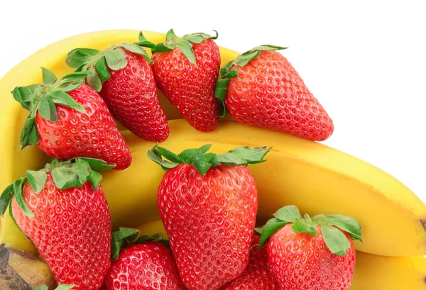 Composition of banana and strawberry — Stock Photo, Image