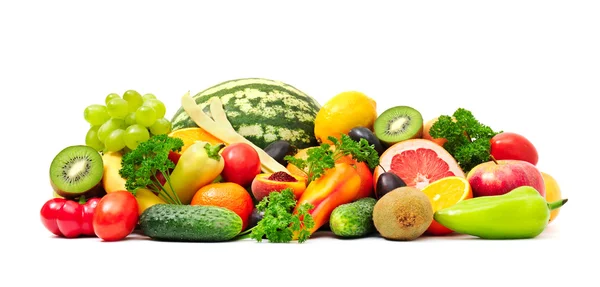 Collectie groenten en fruit op wit — Stockfoto